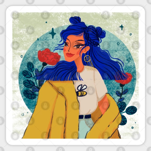 blue hair, don't care Sticker by MAGLISHNIMA